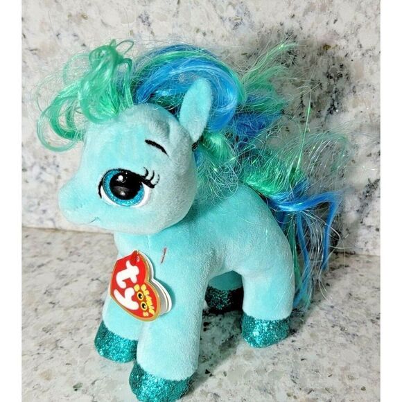 Ty Beanie Boos TOPAZ The Little Pony Teal Glitter Green Blue Iridescent Hair NWT - Picture 2 of 8